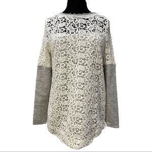 SUNDANCE Lace Overlay Tow Tone Sweater Sz M